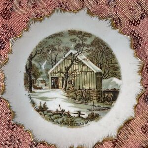 Vintage Decorative Plate - The Old Homestead in Winter